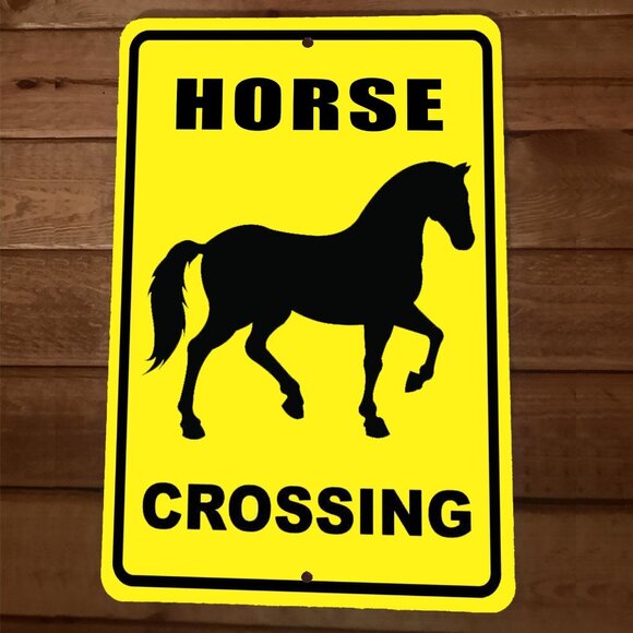 Horse Crossing 8x12 Metal Wall Sign Animal Poster‎ - Picture 1 of 1